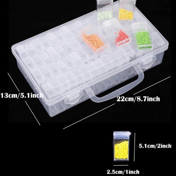 64 Slots Diamond Painting Storage Containers Portable Plastic Bead Storage - Picture 3 of 10